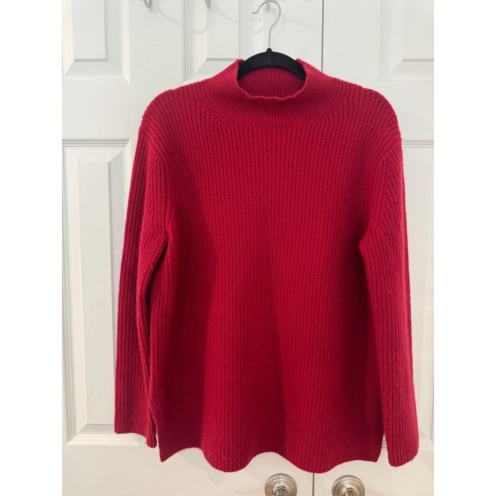 Banana Republic Red 100% Cashmere Ribbed Mock Neck Sweater Womens Small